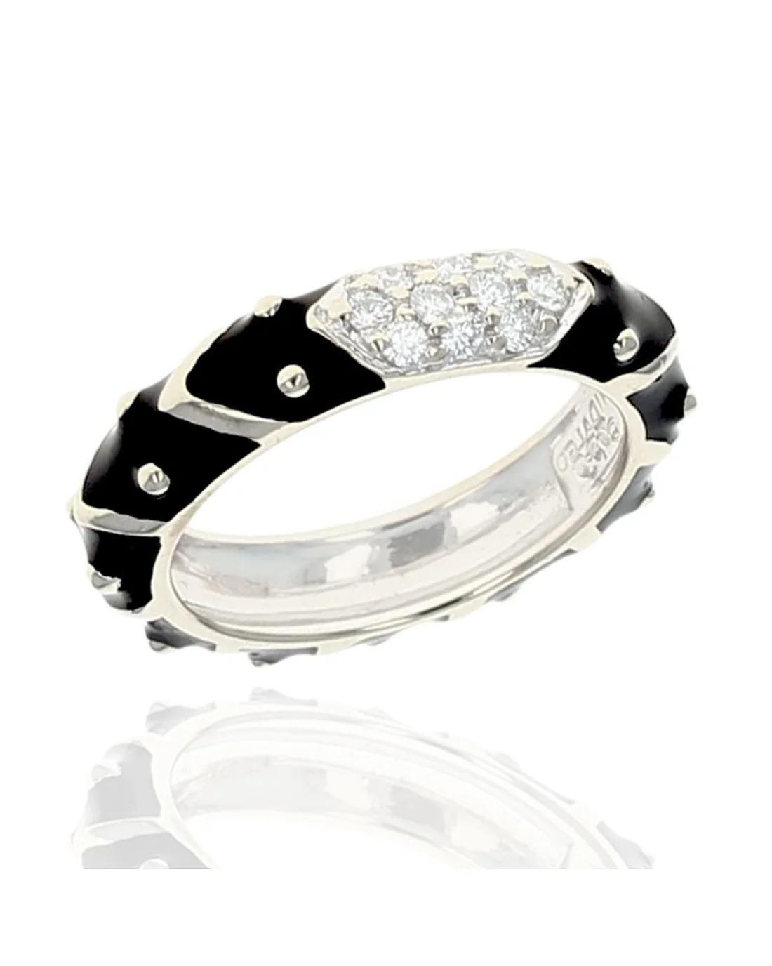 Hidalgo Black Enamel Diamond Pave Station Band