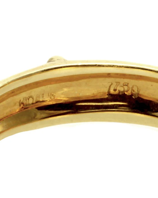 Hidalgo Green Enamel Band w/ 0.06ctw Diamond Station in 18K Yellow Gold SZ 6.25 - Image 4