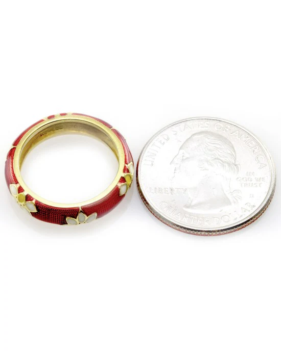 Hidalgo Red Enamel Daisy Eternity Band in 18K Yellow Gold SZ 6.25 - Image 5
