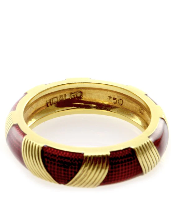 Hidalgo Red Enamel Eternity Band in 18K Yellow Gold SZ 6.25