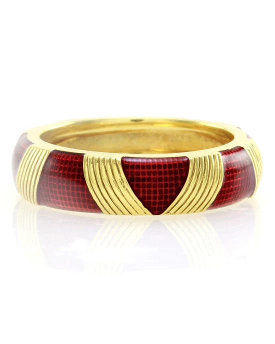 Hidalgo Red Enamel Eternity Band in 18K Yellow Gold SZ 6.25 - Image 5