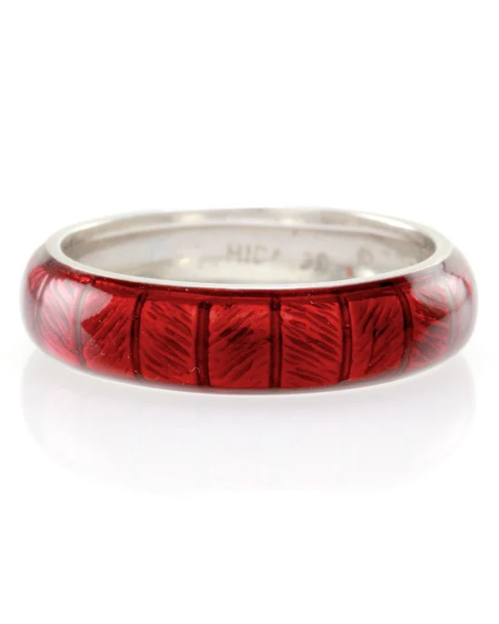 Hidalgo Red Enamel Stackable Eternity Band in 18K White Gold SZ 6.25 - Image 2