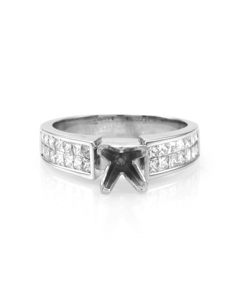 Invisible Set Princess Diamond Engagement Ring Mounting in Gold - Image 2
