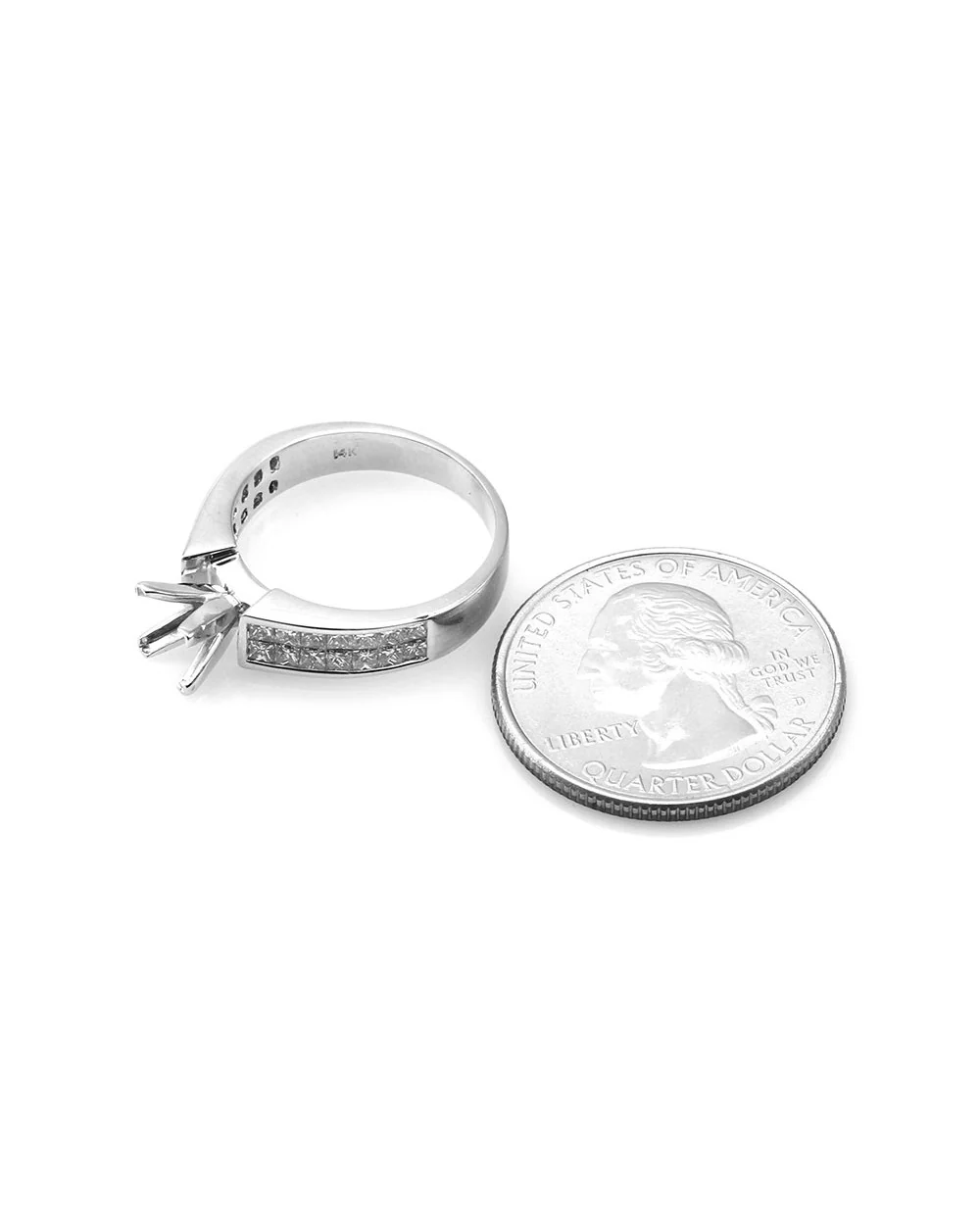 Invisible Set Princess Diamond Engagement Ring Mounting in Gold - Image 6