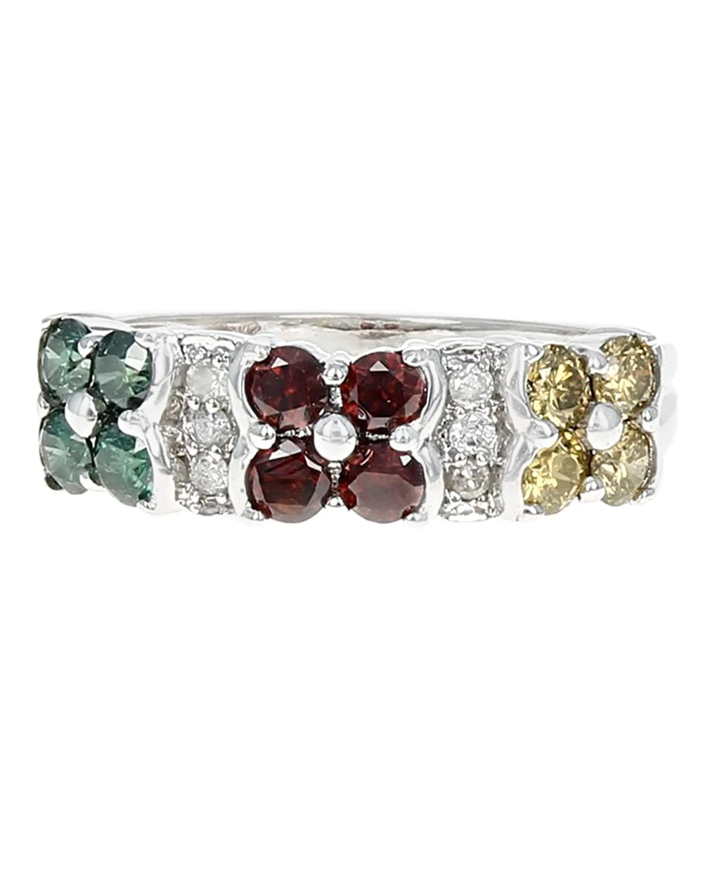Irradiated Diamond Flower Ring in White Gold - Image 2