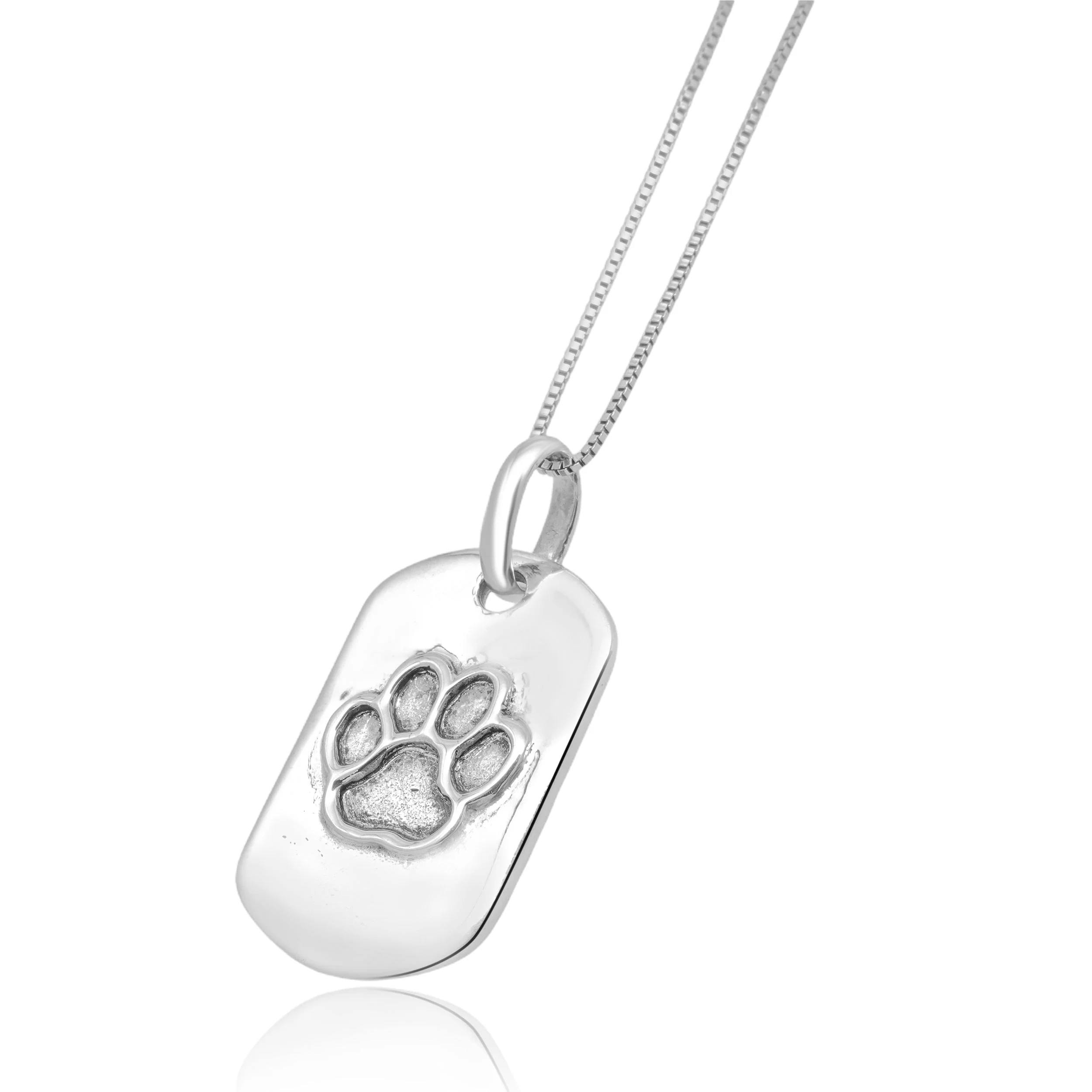 Jane Heart Sterling Silver Paw Print Dog Tag Necklace 18.0" - Image 2