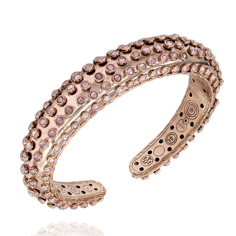 John Hardy 18K Rose Gold Pink Sapphire Dome Cuff Bracelet