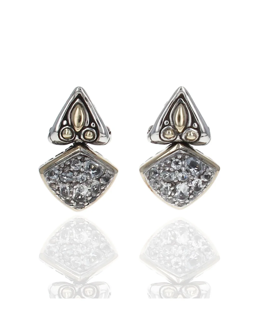 John Hardy Batu White Topaz Drop Earrings - Image 2