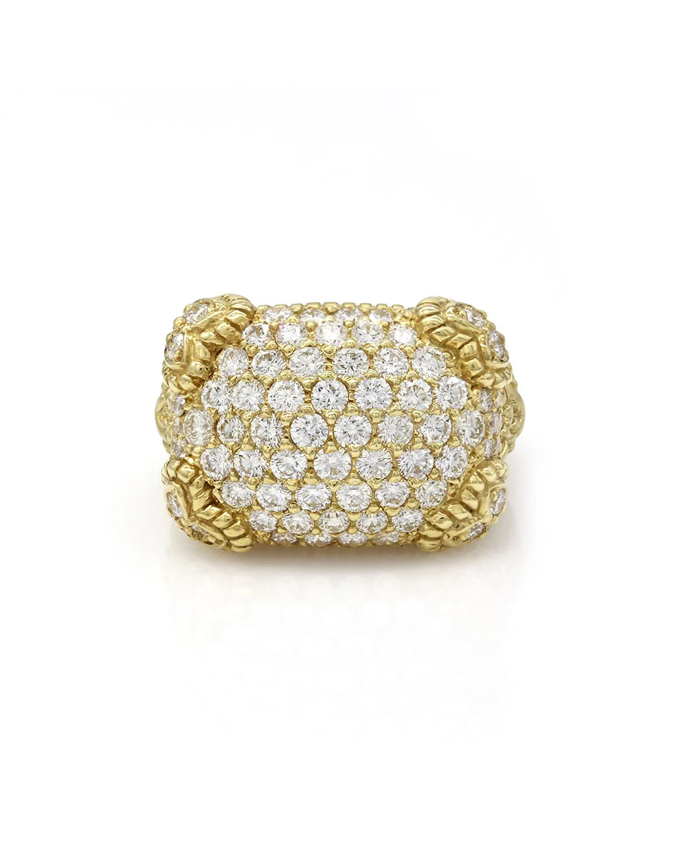 Judith Ripka Pave Diamond Rectangular Top Ring in Yellow Gold - Image 2