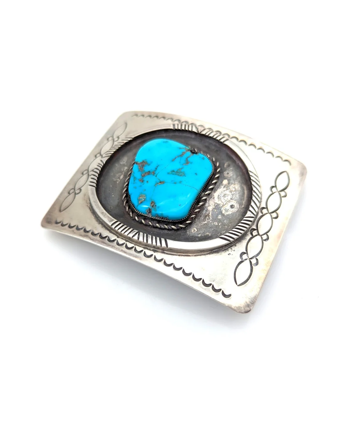 Laguna Zuni Leonard Paquin Sterling Silver & Turquoise Buckle - Image 2