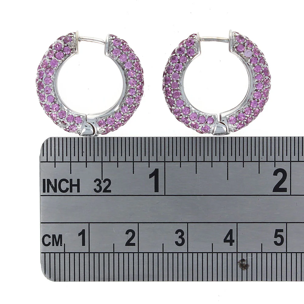 Le Vian Pink Tourmaline Huggie Earrings in White Gold - Image 3