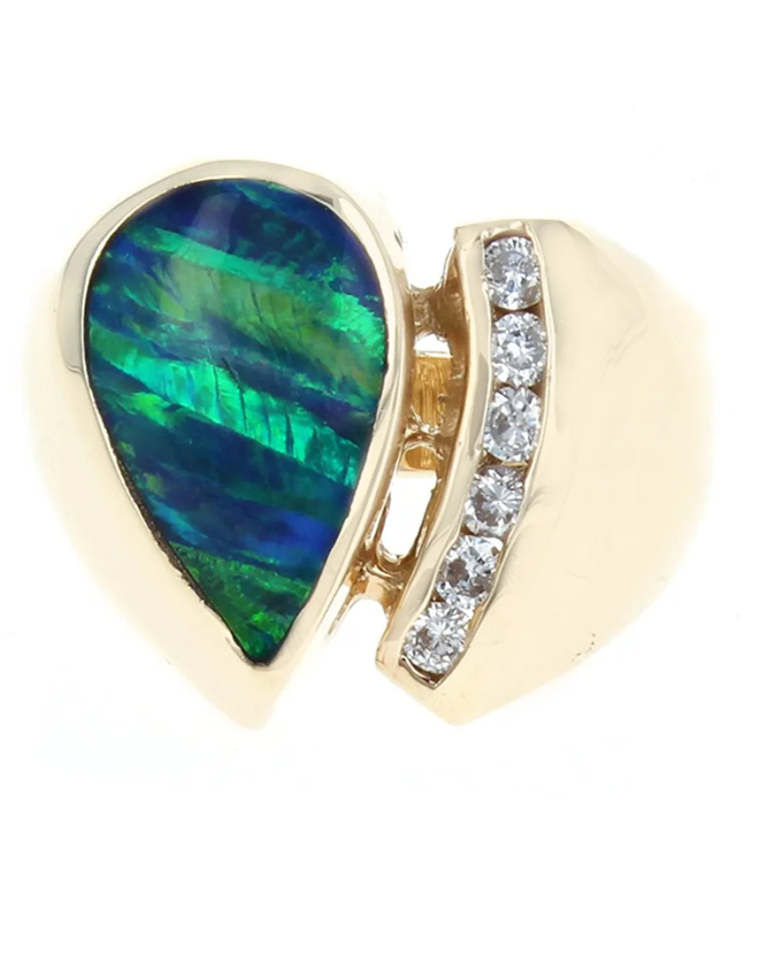 Lightning Ridge Australian Opal and Diamond Ring - Image 2