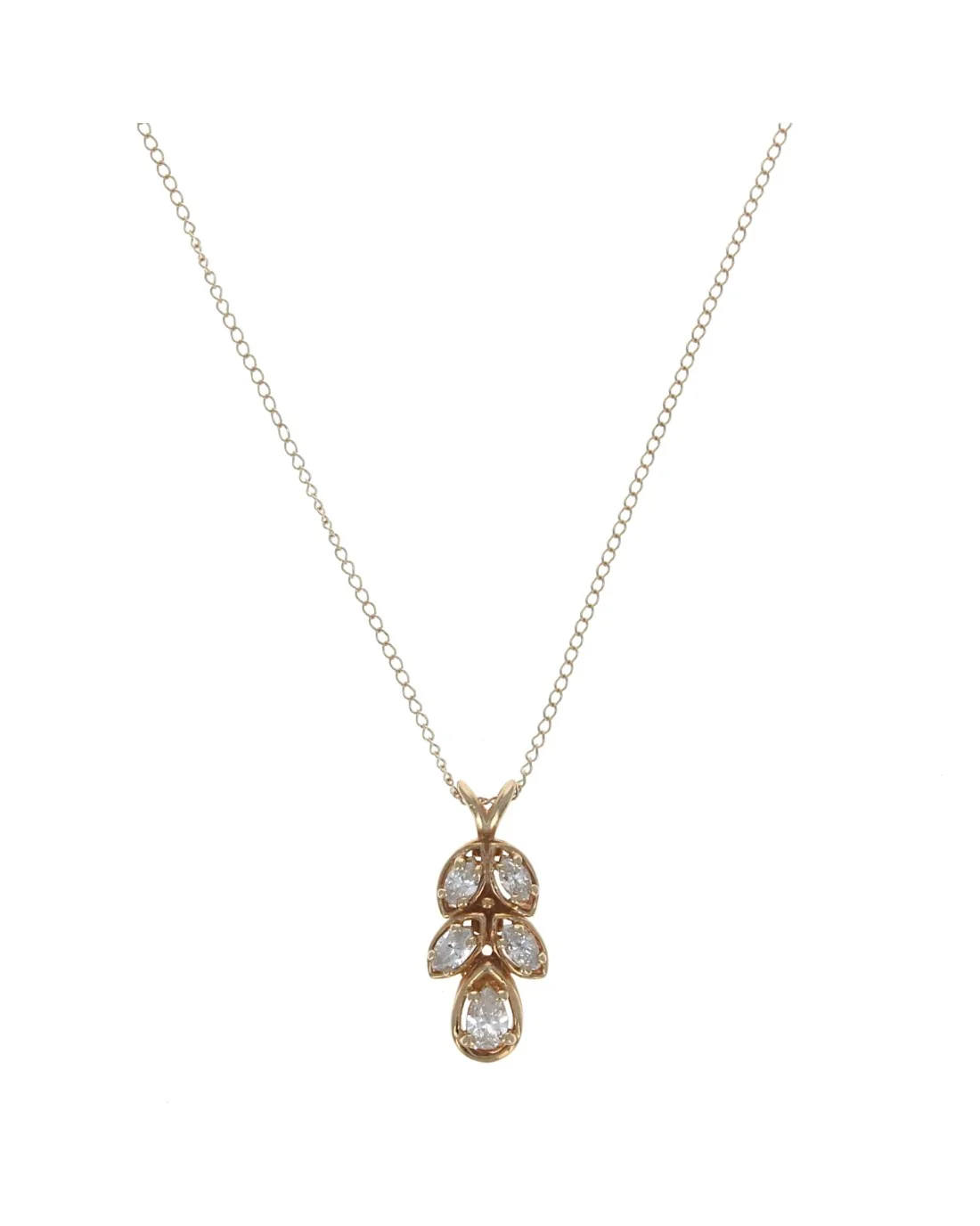 Marquise and Pear Shape Diamond Drop Necklace - Image 2