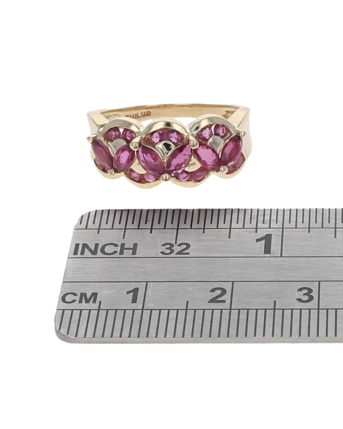 Marquise and Round Ruby Scalloped Ring - Image 3