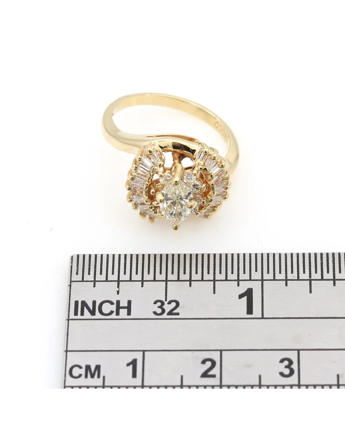 Marquise, Baguette and Round Diamond Fashion Ring - Image 3