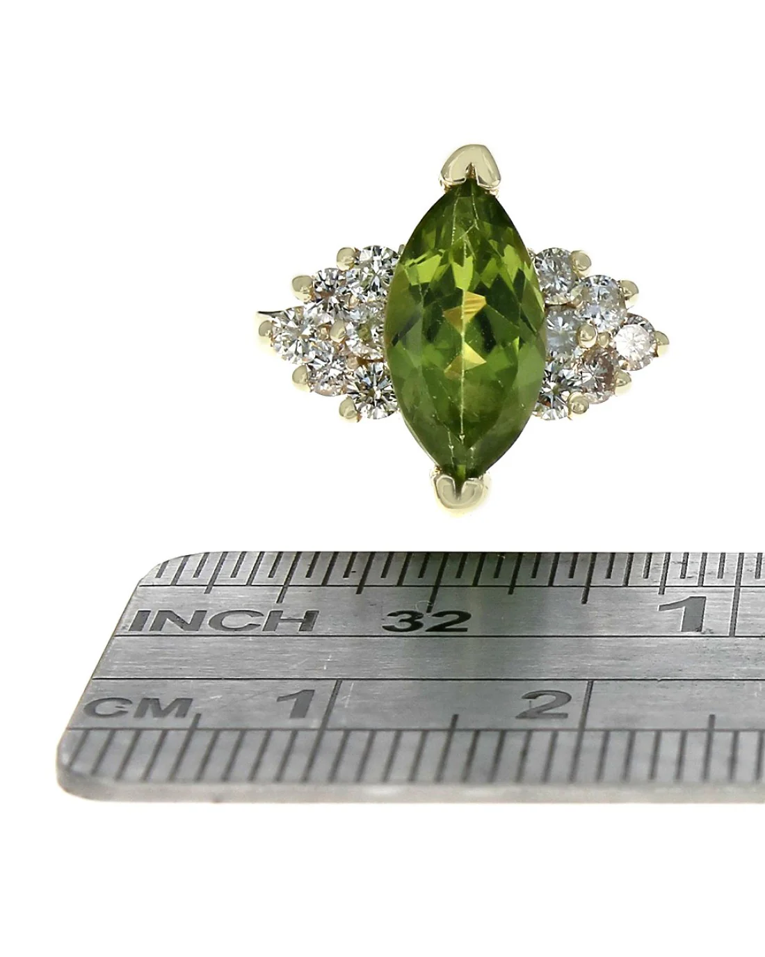 Marquise Peridot and Diamond Ring - Image 3