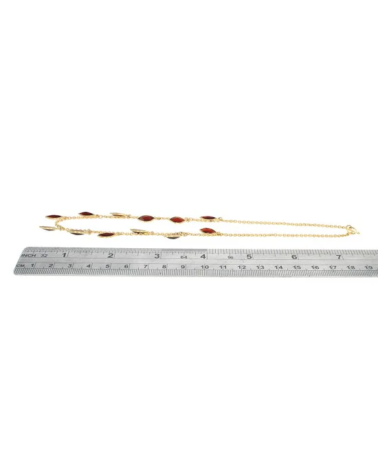 Marquise Shaped Garnet Drop Station Necklace - Image 3