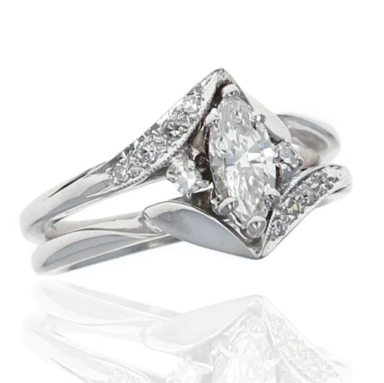 14K White Gold Marquise Diamond Engagement Ring