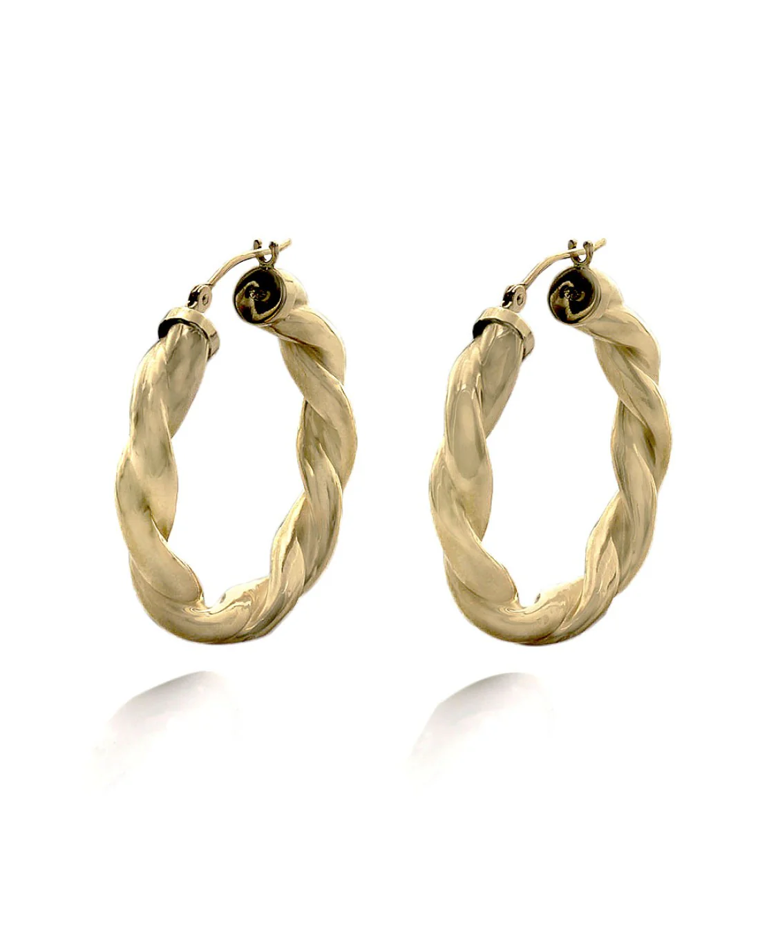 Medium Twisted Hoop Earrings in Gold - Image 2