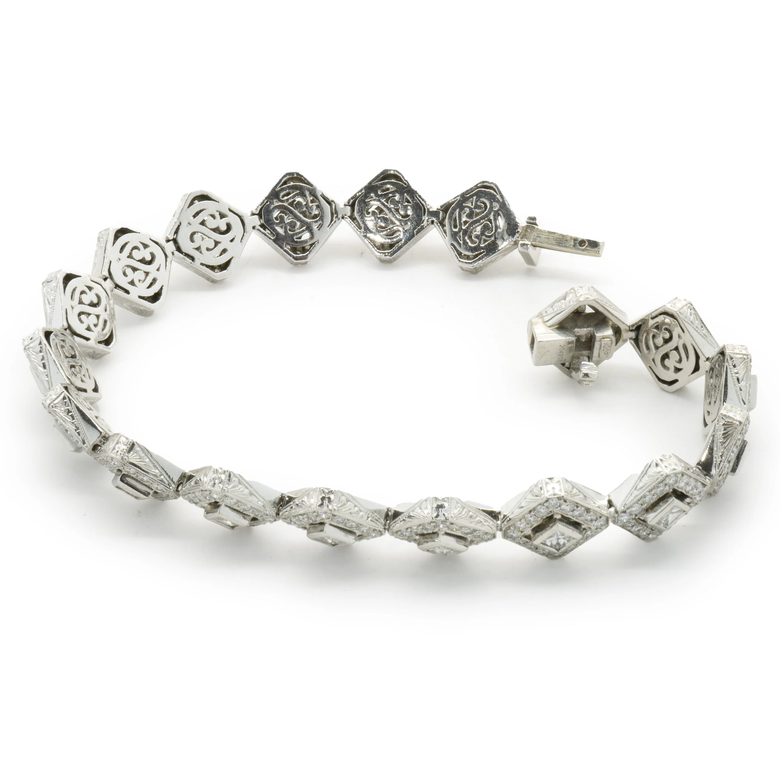 Michael Beaudry Platinum Diamond Kite Shape Inline Bracelet - Image 3