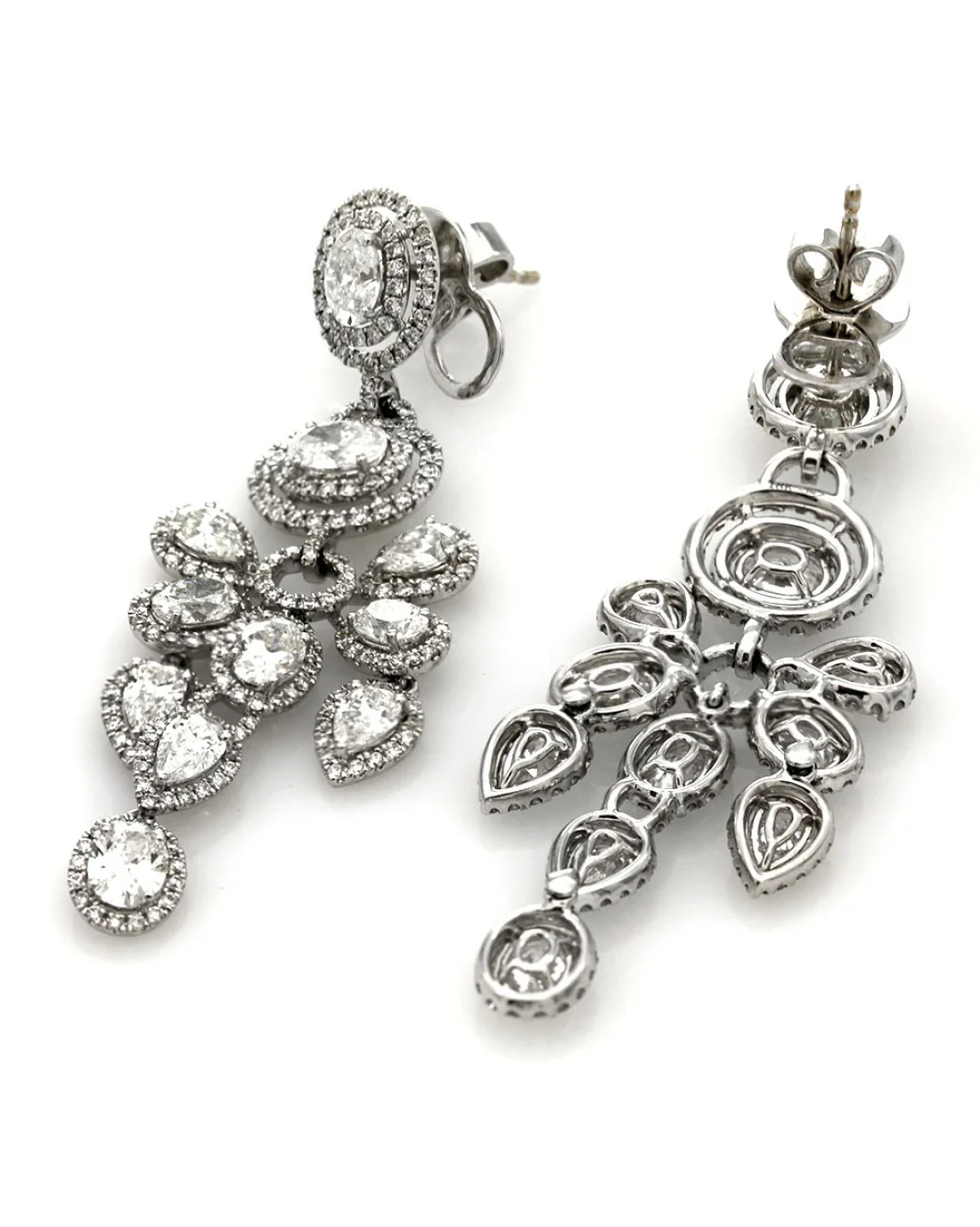 Mixed Cut Diamond Chandelier Earrings in Gold - Image 2