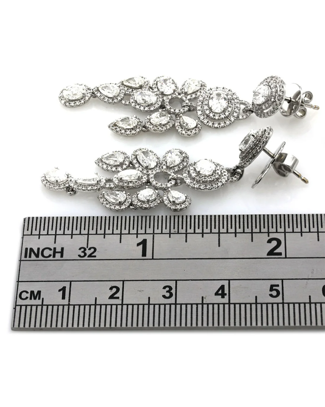 Mixed Cut Diamond Chandelier Earrings in Gold - Image 3