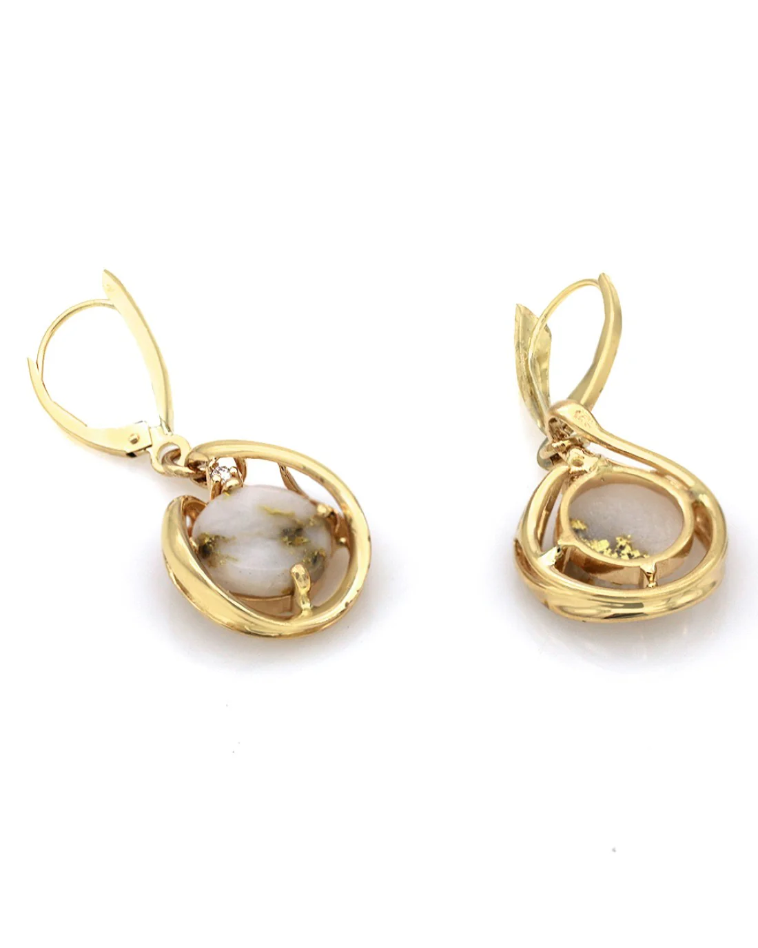 Gold in Quartz Diamond Accent Drop Earrings - Image 2