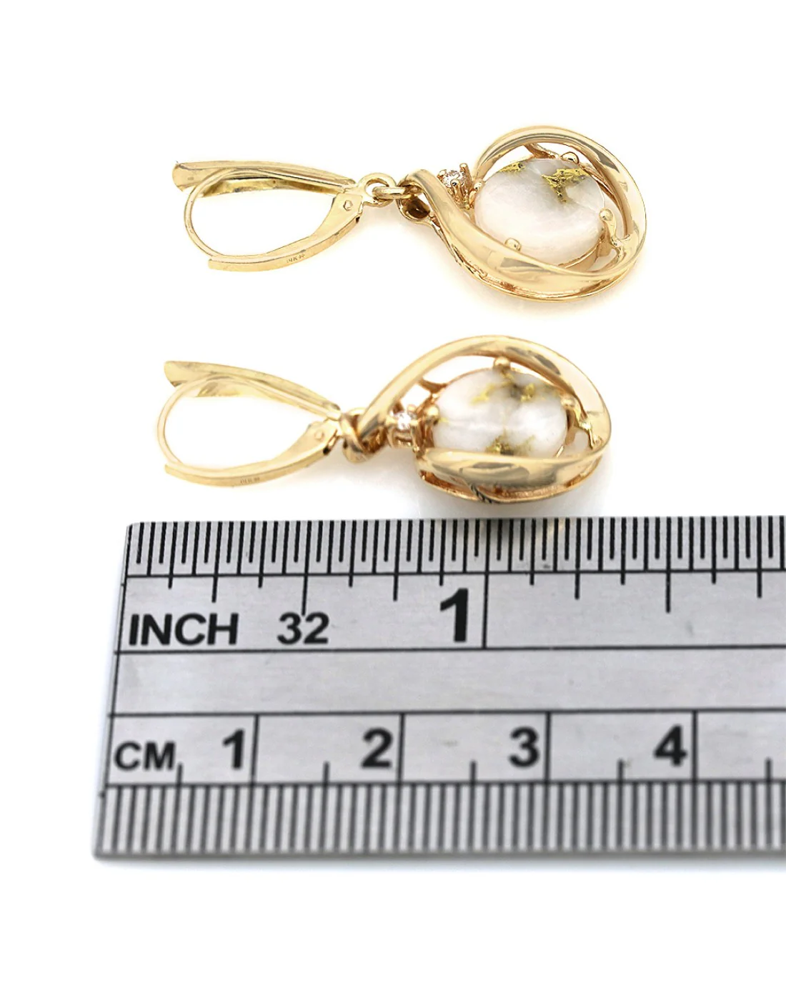 Gold in Quartz Diamond Accent Drop Earrings - Image 3