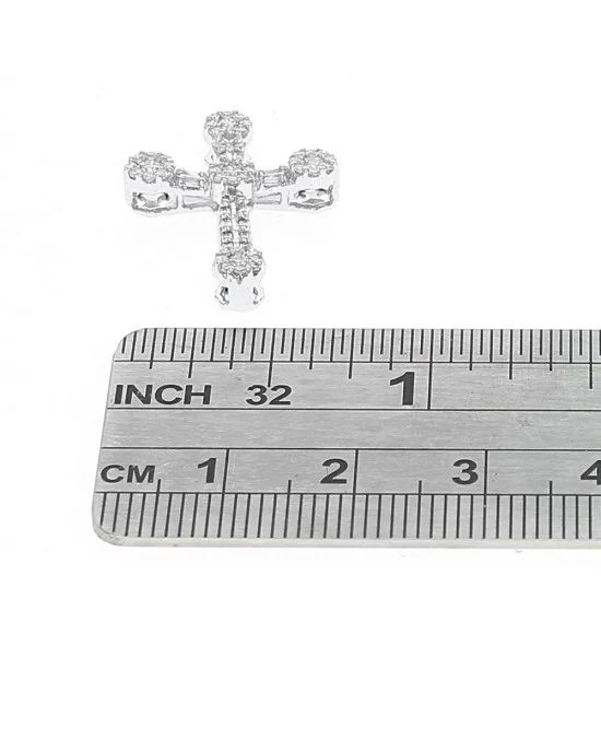 Mixed Cut Diamond Cross Pendant in White Gold - Image 3