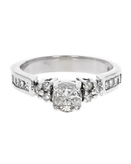 Mixed Cut Diamond Engagement Ring in White Gold - Image 2