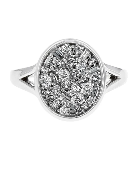 Mixed Cut Diamond Oval Top Ring - Image 2