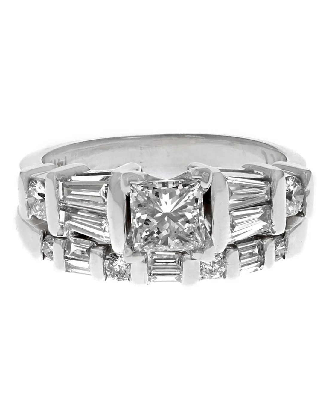 Mixed Cut Diamond Wedding Set in White Gold - Image 2