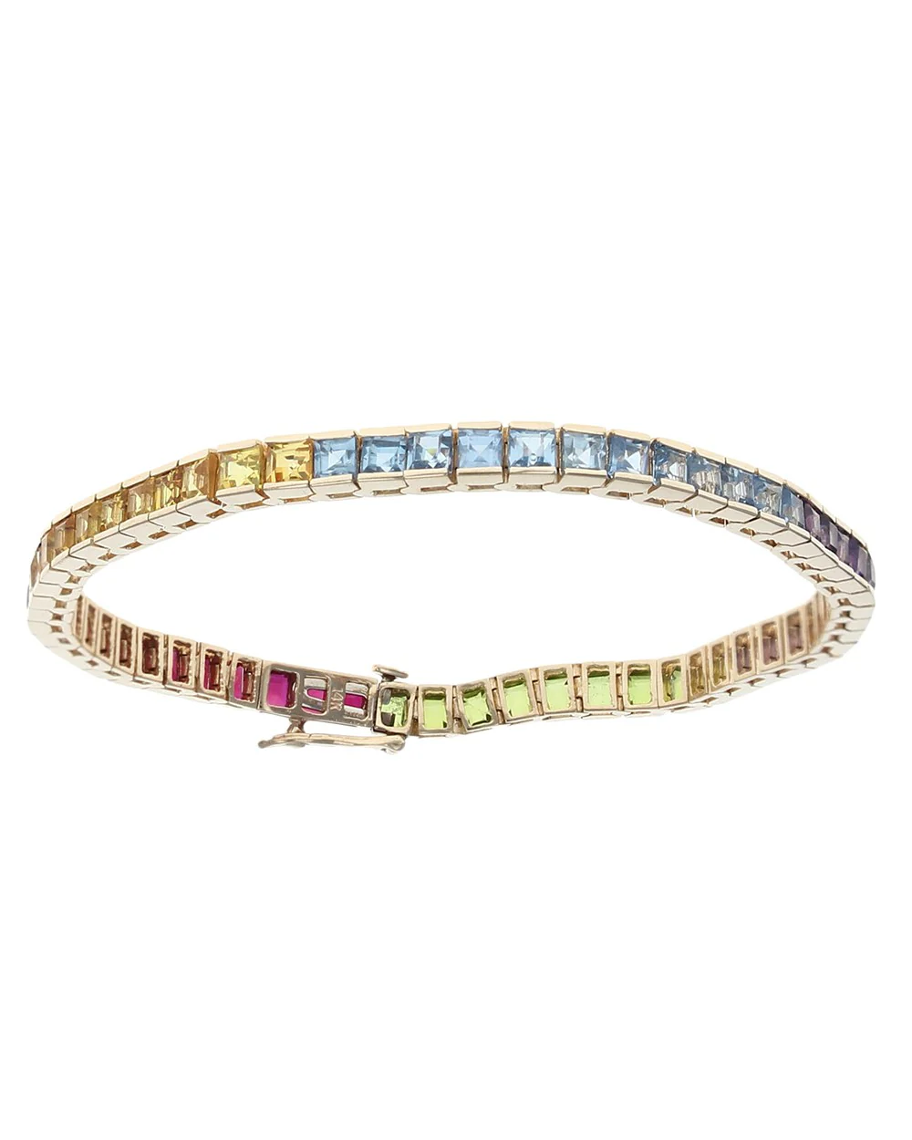 Mixed Gem Inline Bracelet in Gold - Image 2