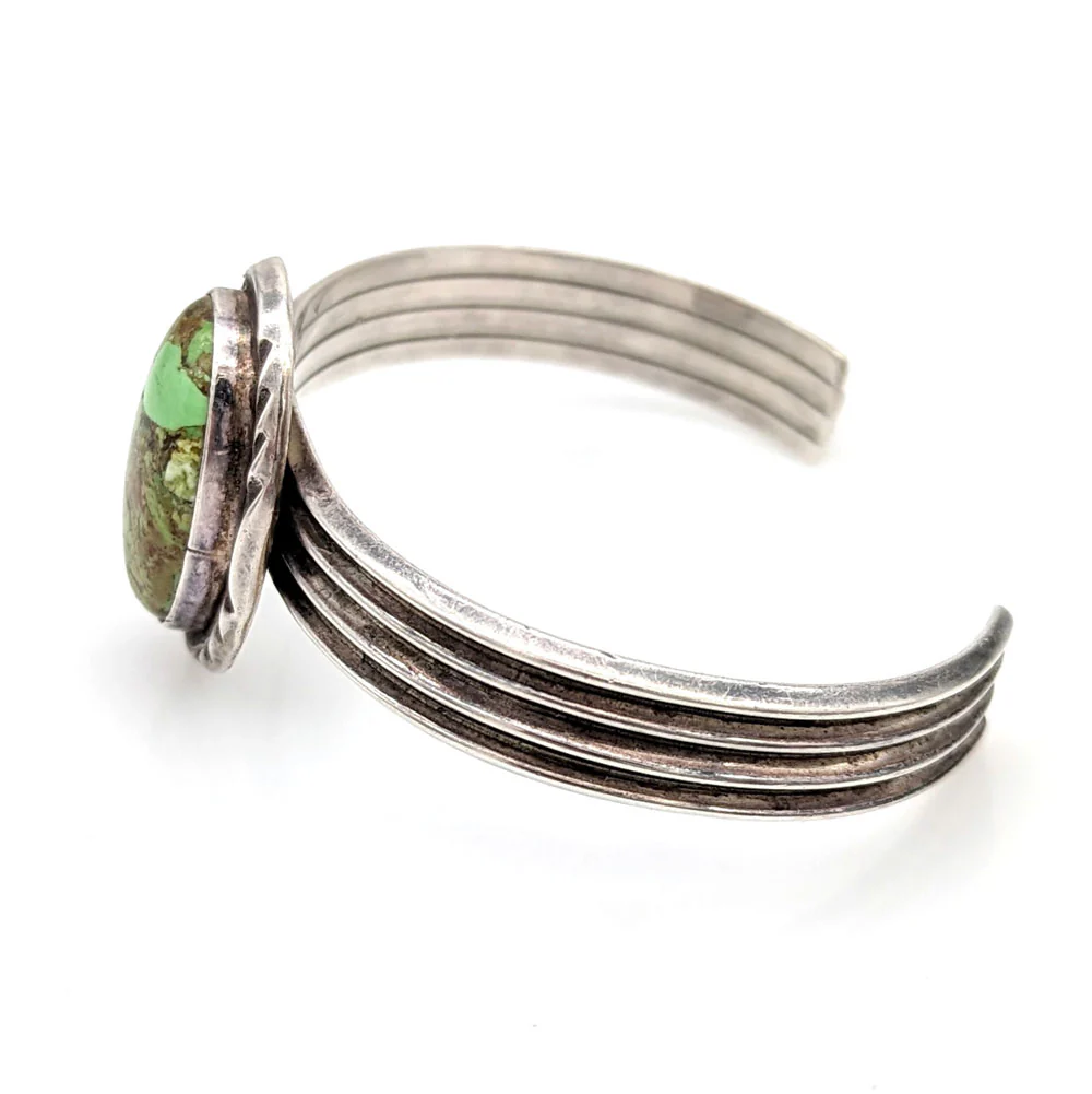 Navajo Archie Martinez Sterling Silver & Turquoise Cuff Bracelet - Image 3