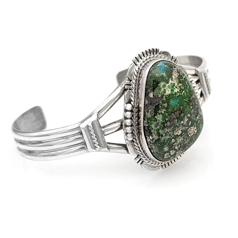 Navajo Artie John Nelson Sterling Silver & Turquoise Cuff Bracelet - Image 2