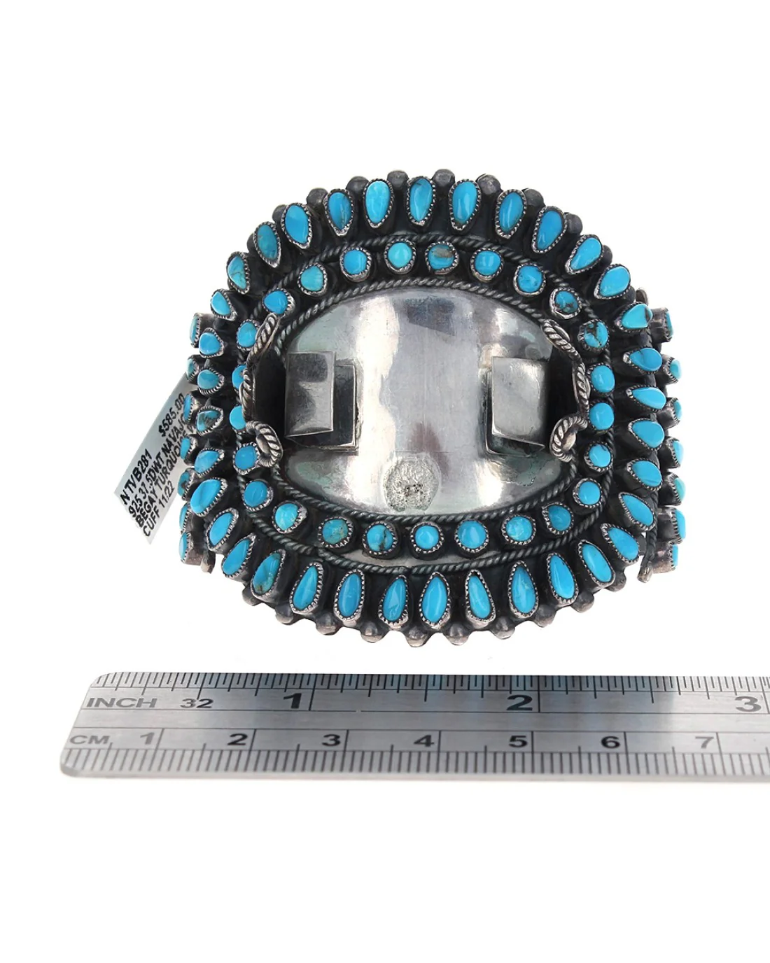 Navajo J.M. Begay Sterling Silver & Turquoise Watch Cuff Bracelet - Image 3