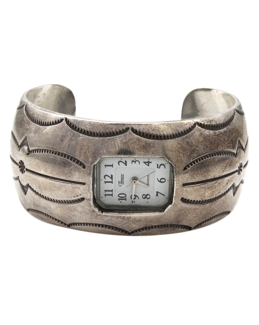 Navajo J. Wright Sterling Silver Watch Cuff Bracelet - Image 2