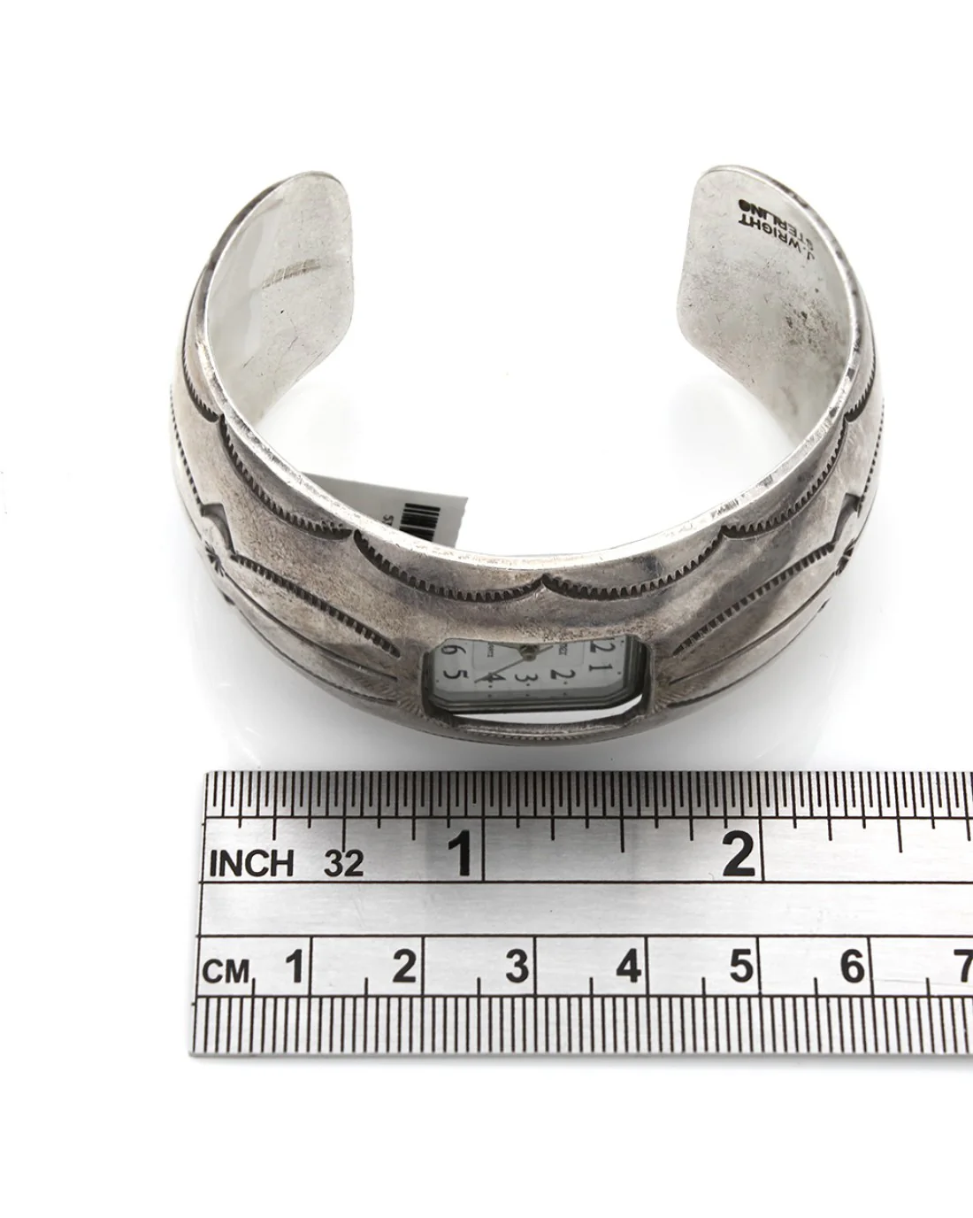 Navajo J. Wright Sterling Silver Watch Cuff Bracelet - Image 4
