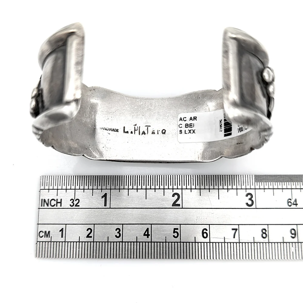 Navajo Louise Platero Sterling Silver & Turquoise Watch Cuff Bracelet - Image 5