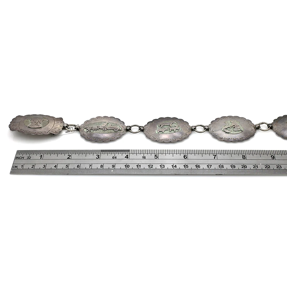 Navajo Robert Gene Sterling Silver Storyteller Concho Belt - Image 3