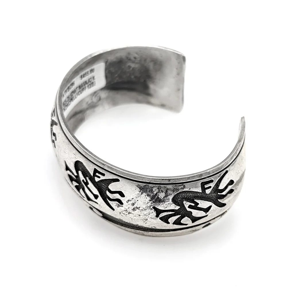 Navajo Signed K Sterling Silver Kokopelli Cuff Bracelet - Image 2