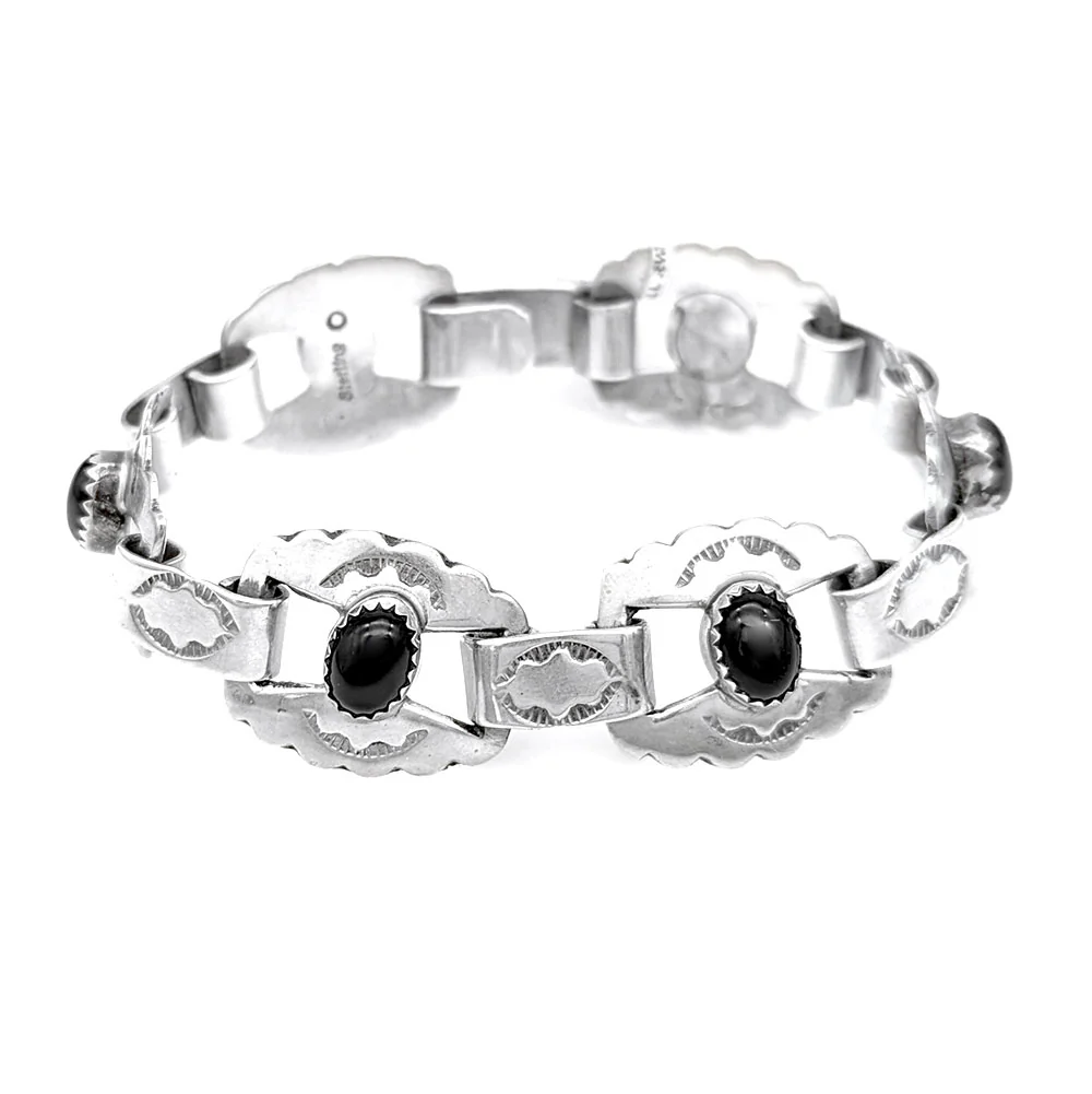 Navajo Sterling Silver & Black Onyx Bracelet