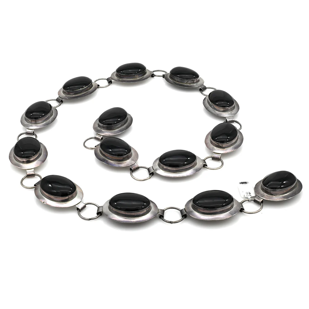 Navajo Sterling Silver & Black Onyx Concho Belt