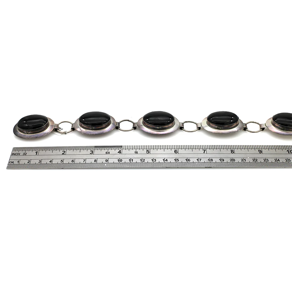 Navajo Sterling Silver & Black Onyx Concho Belt - Image 3