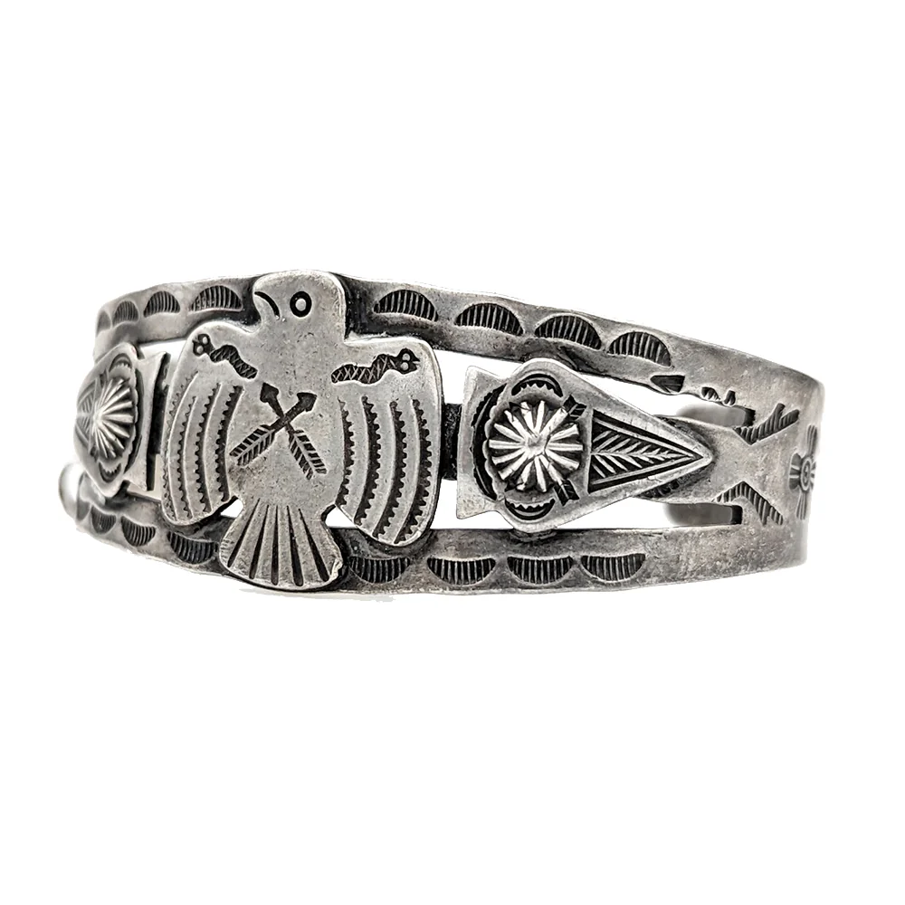 Navajo Sterling Silver Thunderbird Cuff Bracelet