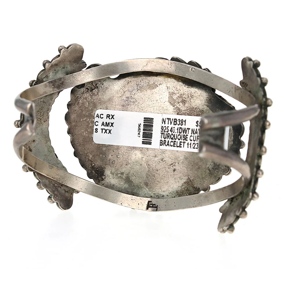 Navajo Sterling Silver & Turquoise Cuff Bracelet - Image 2