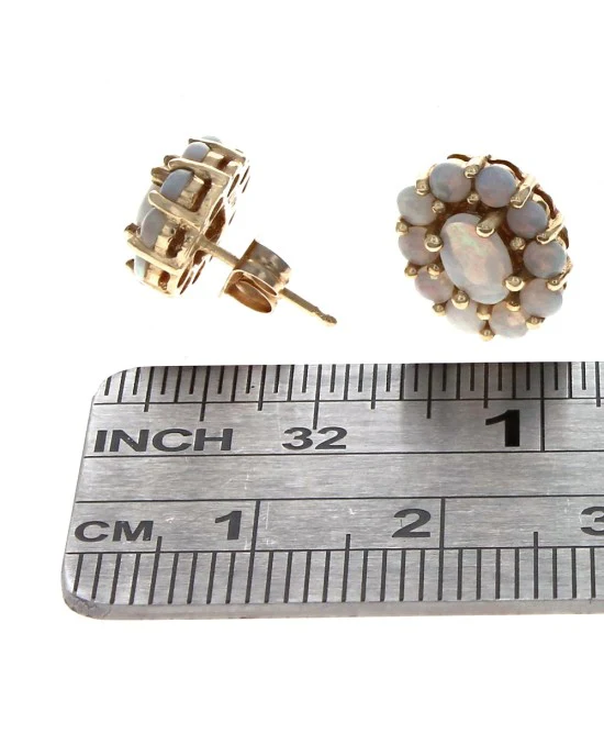 Opal Cluster Stud Earrings in Yellow Gold - Image 3