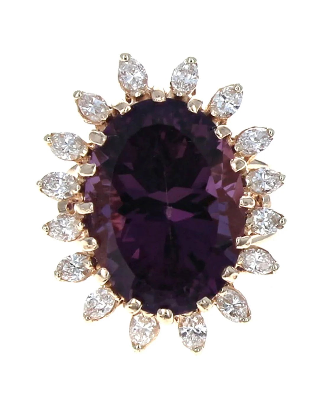 Oval Amethyst Diamond Halo Cocktail Ring - Image 2
