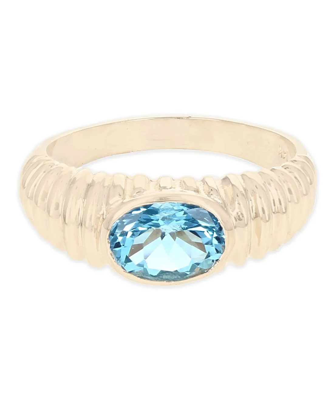 Oval Blue Topaz Fluted Ring - Image 2