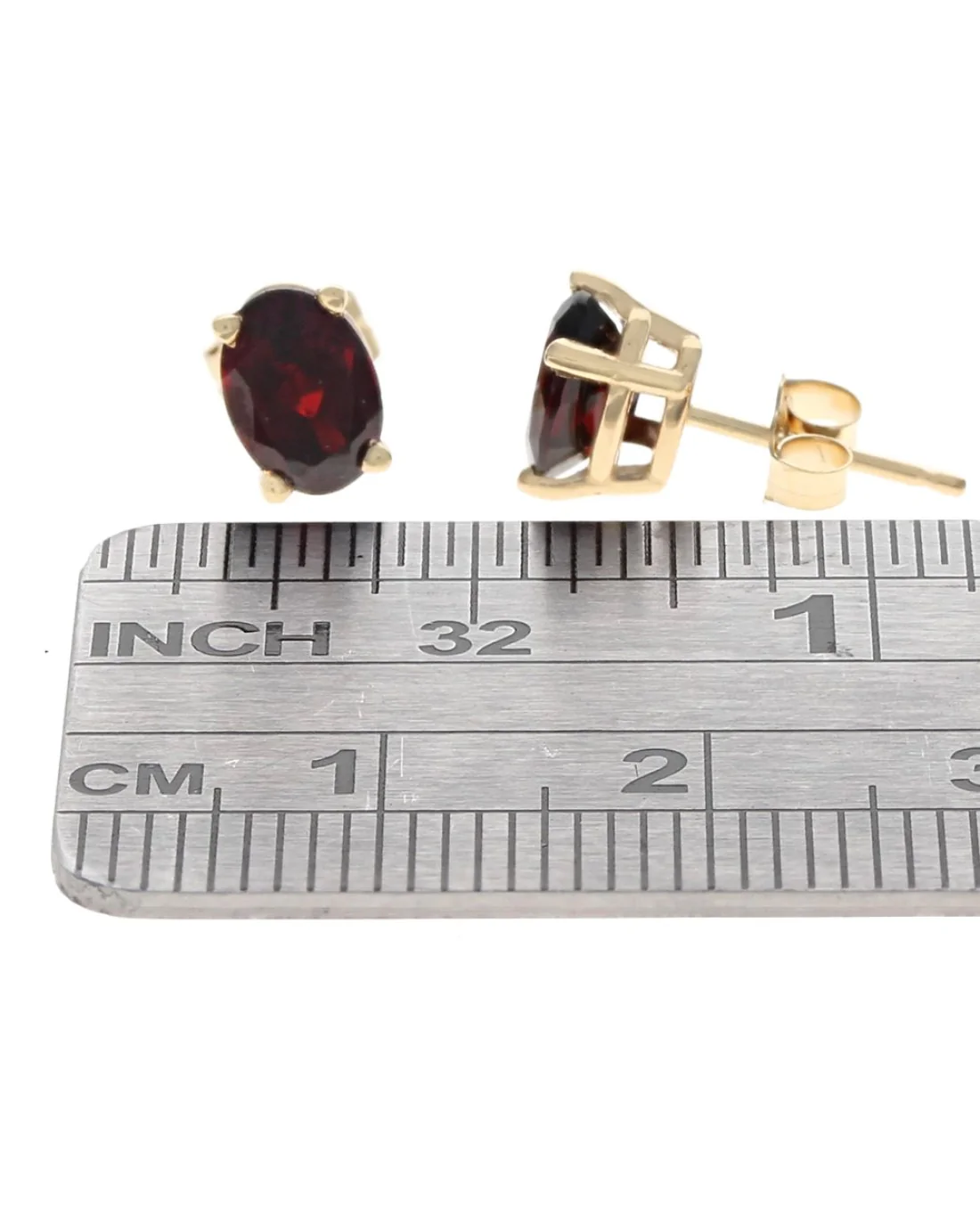 Oval Garnet Stud Earrings - Image 2
